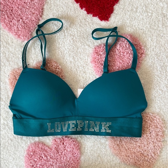 PINK Victoria's Secret Other - PINK Victoria's Secret Turquoise Bra with Rhinestone Detail
